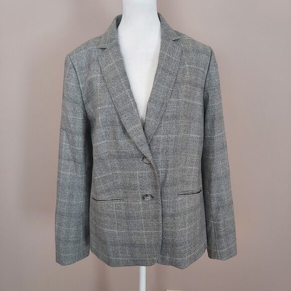 Talbots Woven in Italy Wool Blend Gray Two Button Blazer Size 8 - Picture 1 of 8